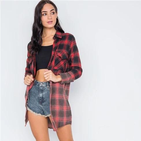 Lumberjack Black & Red Ombre Flannel Shirt Dress