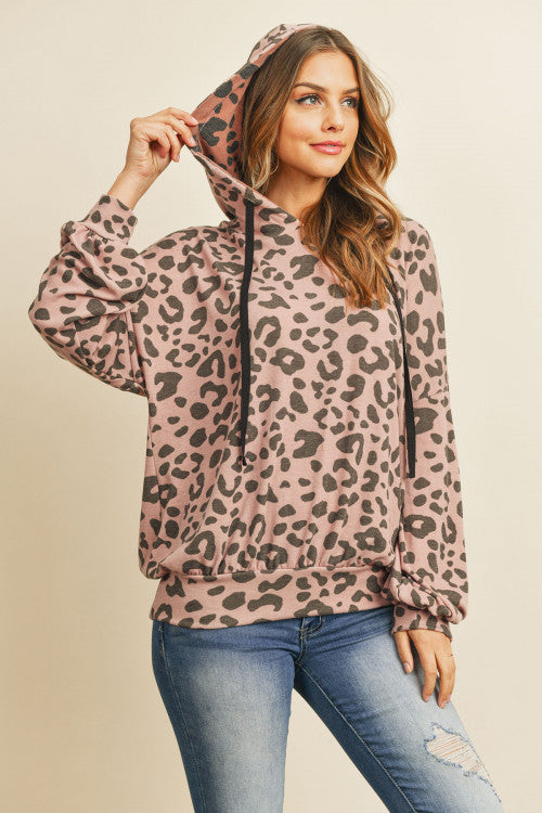 Purrrfect Leopard Hoodie (Ash Pink)