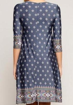 Tribal Print Cut-Out Shift Dress