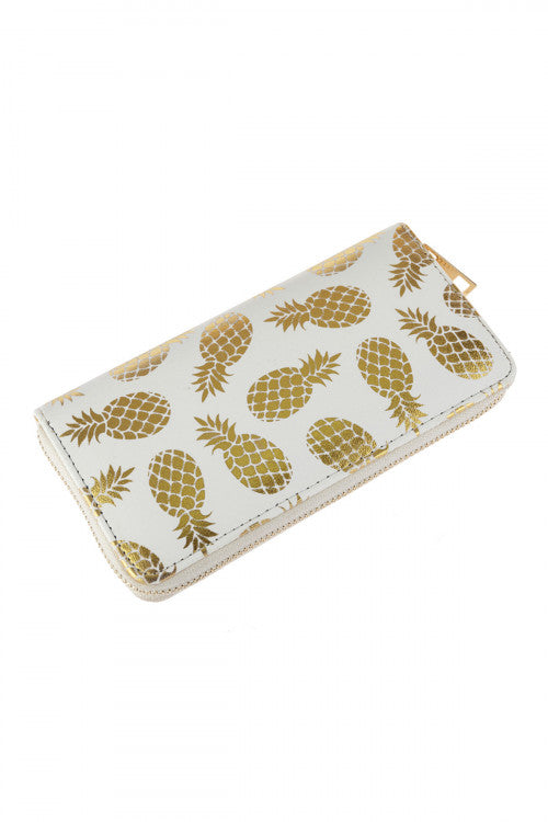 Gold Pineapple Wallet (White)
