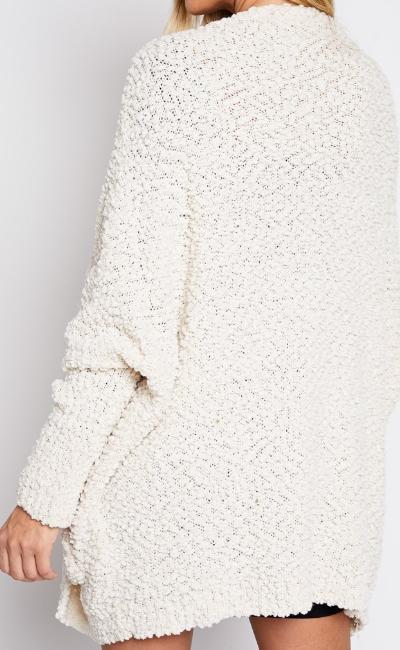 Unforgettable Soft Popcorn Knit Cardigan (Ivory)