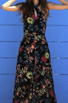 Floral Keyhole Mock Neck Maxi Dress