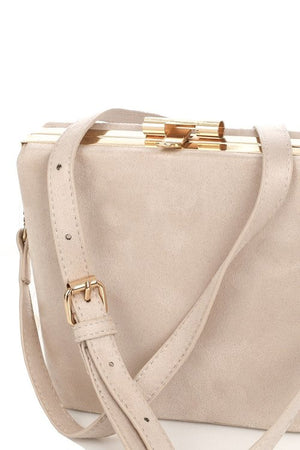 Lana Vegan Suede Box Clutch/Crossbody (Beige)