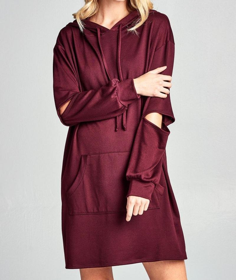Luxe Leisure Split Elbow Sweatshirt Hoodie Dress Luxe Leisure Split Elbow Sweatshirt Hoodie Dress