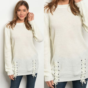 Front Lace-Up Cozy Sweater