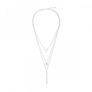 Jolie Lariat Pendant Drop Layer Necklace (Silver)