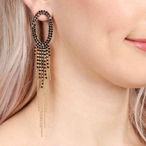 The Chloe Oval Chandelier Earrings (Black)