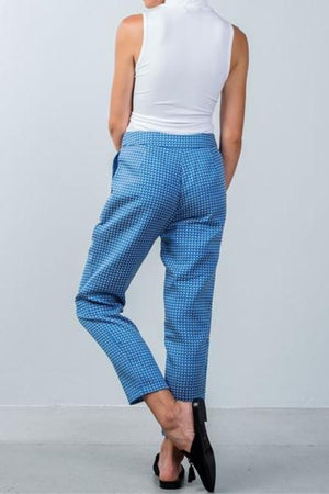 Pixie Blue Print Ankle Chino Pants