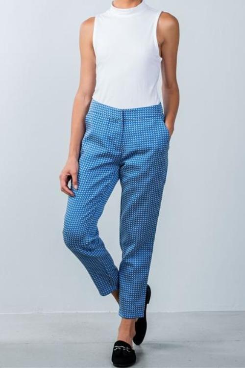 Pixie Blue Print Ankle Chino Pants