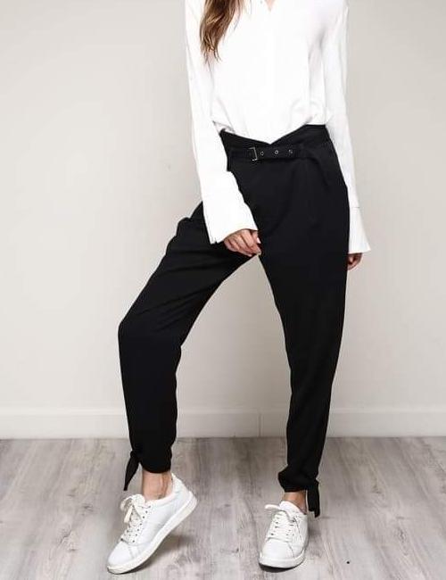 Astrid Belted Tie Trousers (Black)